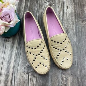 Robert Zur 🌻loafers shoes Tinae silver studs Yellow leather women’s size 8 flats